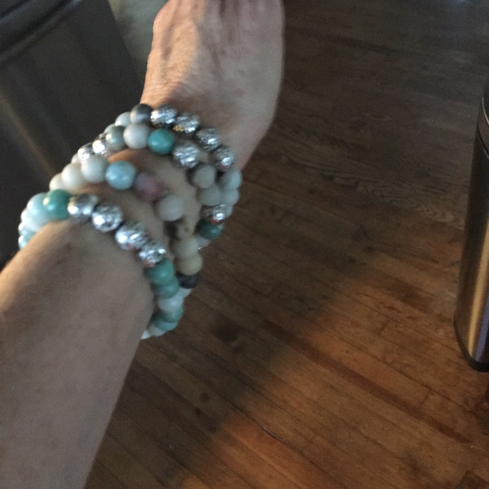 Metallic Lava beads,blk gold amazonite
